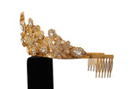 Dolce & Gabbana Gold Tone Brass Star Clear Crystal Crown Diadem Women's Tiara