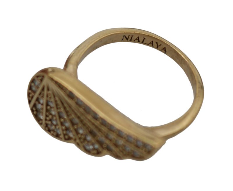 Nialaya Gold Wing Clear CZ 925 Silver Authentic Women's Women