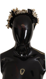 Dolce & Gabbana Clear Crystal Embellished Silk Fiocco Diadem Women's Headband