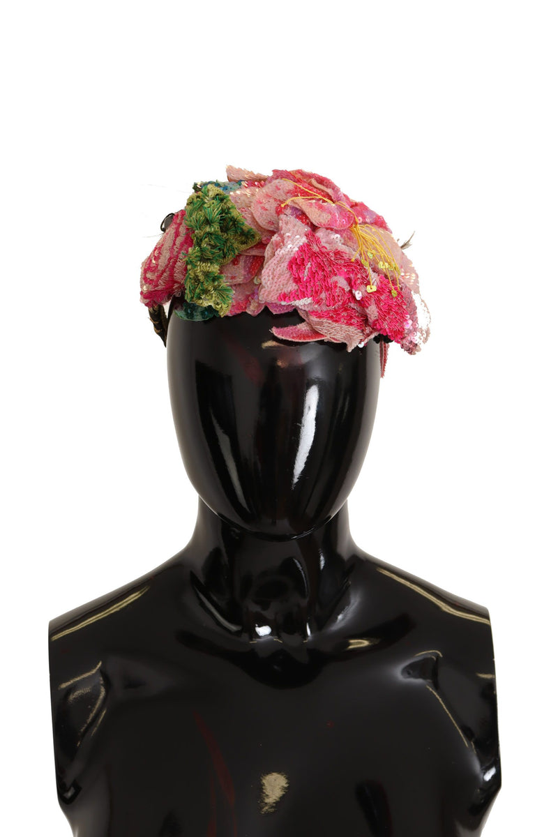 Dolce & Gabbana Multicolor Sequined Lurex Black Hair Women's Headband