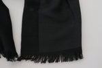 Costume National Elegant Fringed Wool Scarf in Chic Women's Black