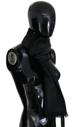 Costume National Elegant Fringed Wool Scarf in Chic Women's Black