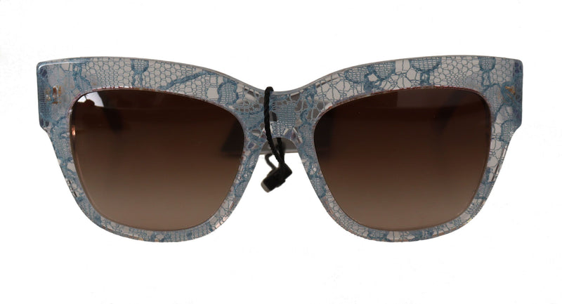 Dolce & Gabbana Blue Lace Acetate Rectangle Shades Women's Sunglasses