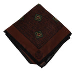 Dolce & Gabbana Brown Patterned Silk Square Handkerchief Men's Scarf