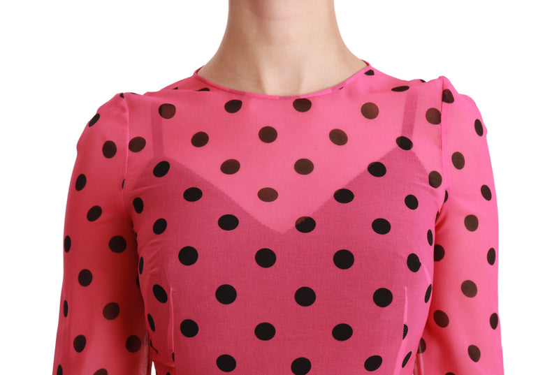 Dolce & Gabbana Pink Polka Dots A-line Knee Length Women's Dress