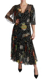 Dolce & Gabbana Black Sea Fish Sicily A-line Shift Women's Dress