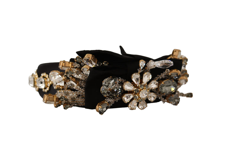 Dolce & Gabbana Clear Crystal Embellished Silk Fiocco Diadem Women's Headband