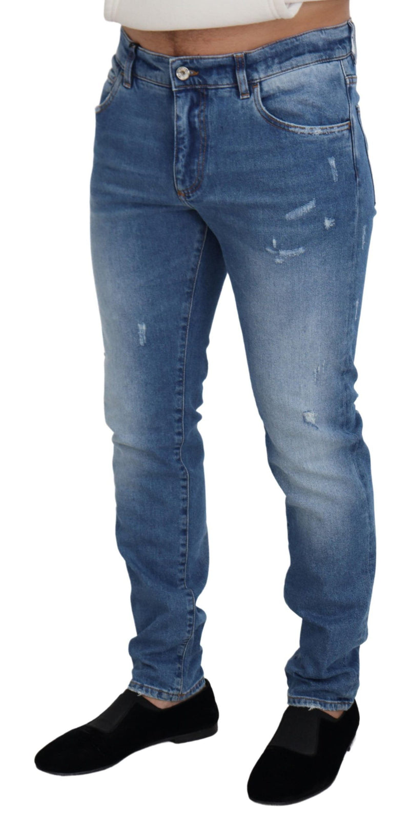 Stylish Dolce & Gabbana Blue Slim Fit Cotton Denim Men's Jeans