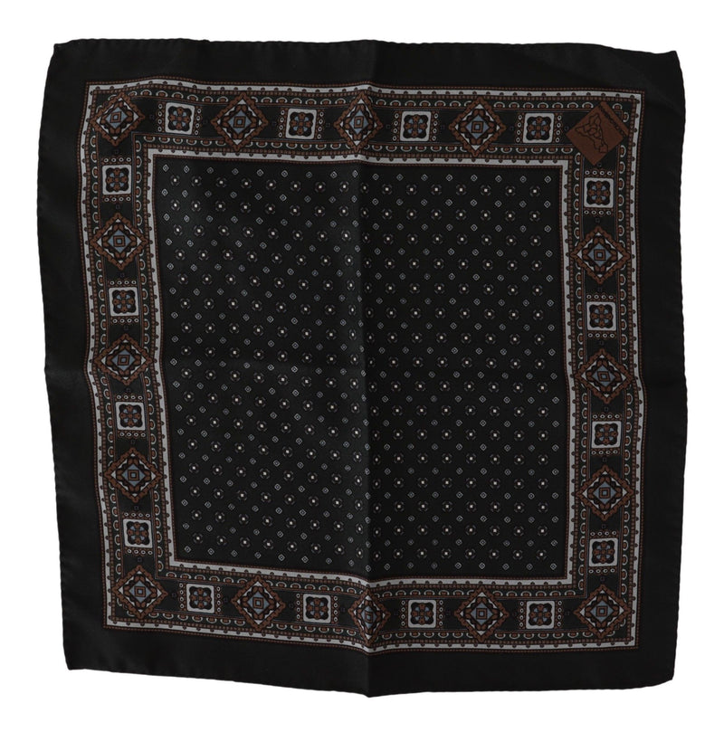 Dolce & Gabbana Black Silk Men Pocket Square Handkerchief Men's Scarf