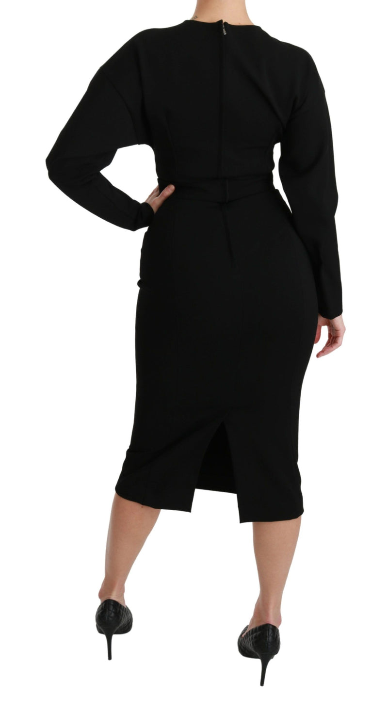 Dolce & Gabbana Black Bodycon Sheath Midi Stretch Women's Dress