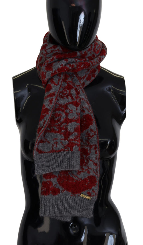 GF Ferre Chic Red and Grey Cotton Wrap Women's Scarf