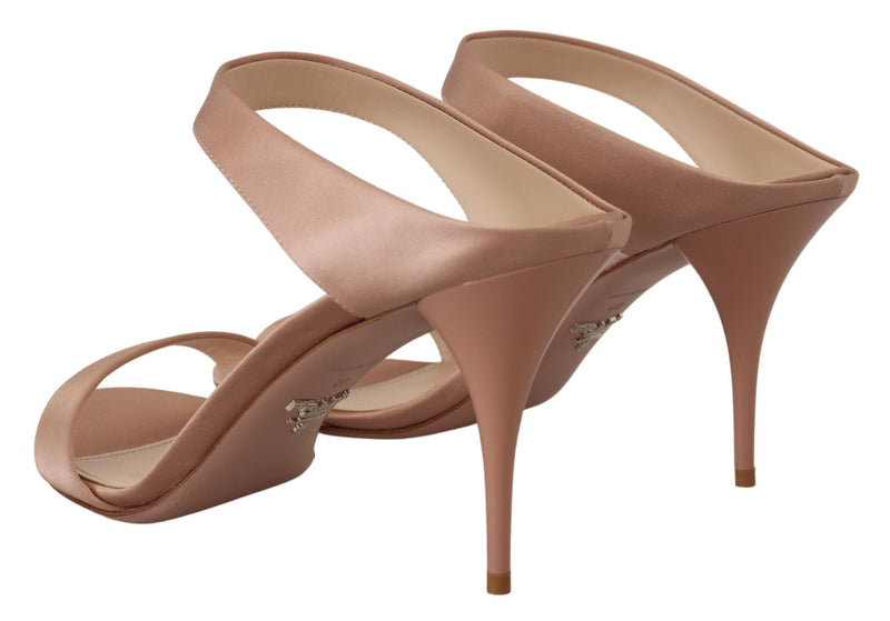 Prada Glimmering Rose Gold Leather Women's Heels