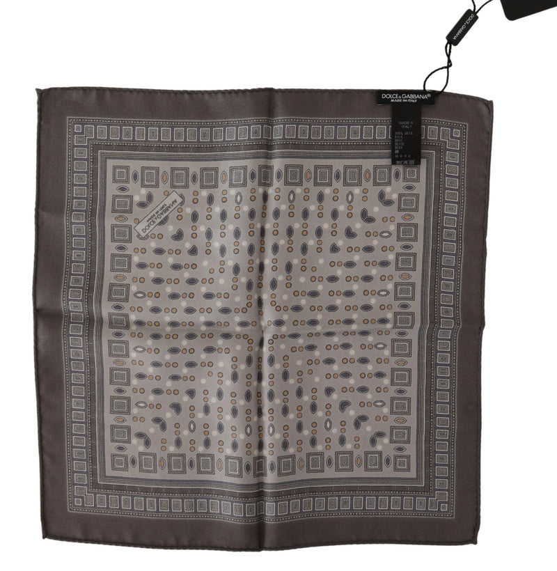 Dolce & Gabbana Brown Silk Pocket Square Handkerchief Men's Scarf