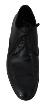 Dolce & Gabbana Elegant Dark Blue Leather Derby Dress Men's Shoes