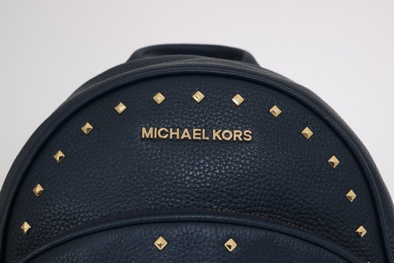 Michael Kors Navy Blue ABBEY Leather Backpack Women's Bag