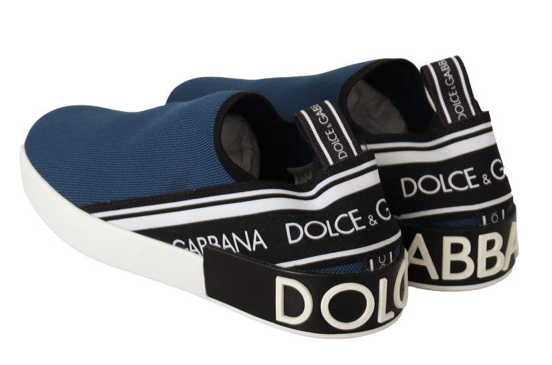 Dolce & Gabbana Elegant Blue &amp; White Loafer Men's Sneakers