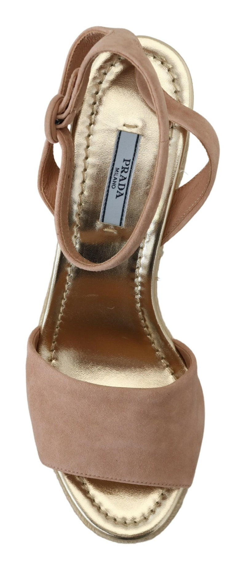 Prada Elegant Suede Ankle Strap Wedge Women's Sandals