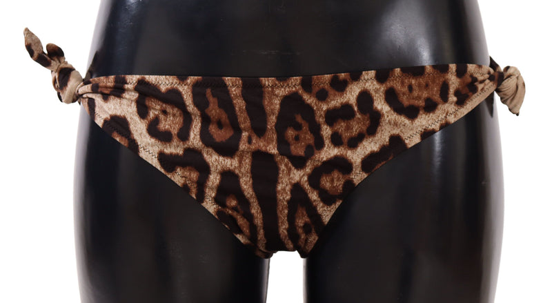 Dolce & Gabbana Bikini Bottom Brown Leopard Print Swimsuit Women's Swimwear
