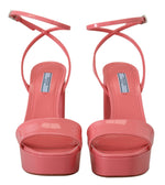Prada Chic Pink Patent Leather Platform Women's Sandals