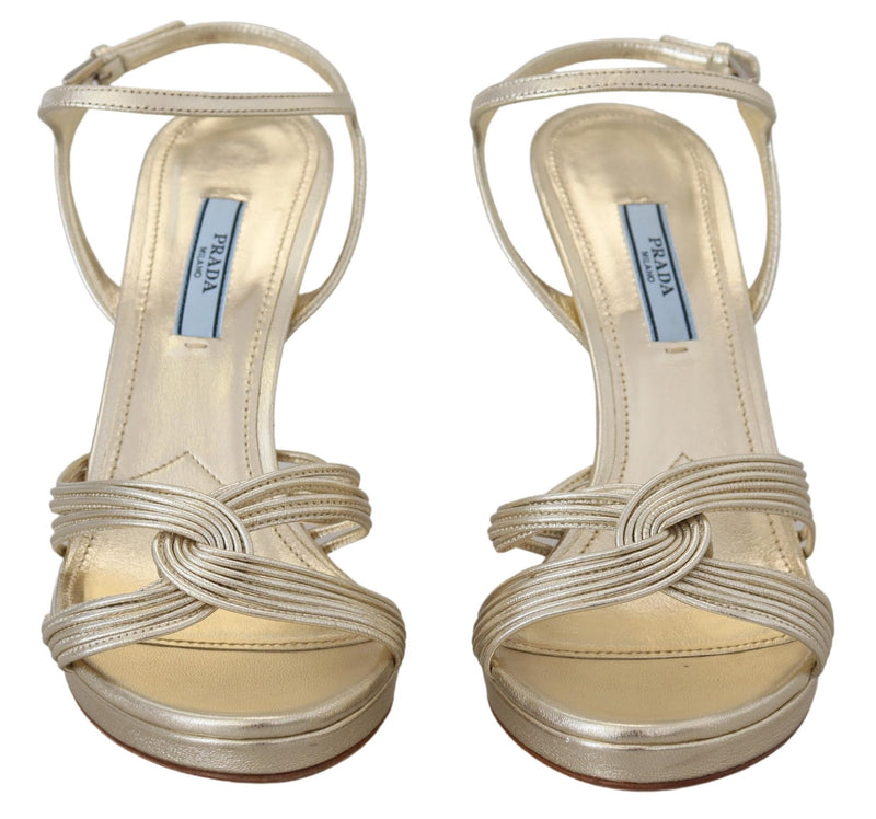 Prada Elegant Gold Stiletto Heel Women's Sandals
