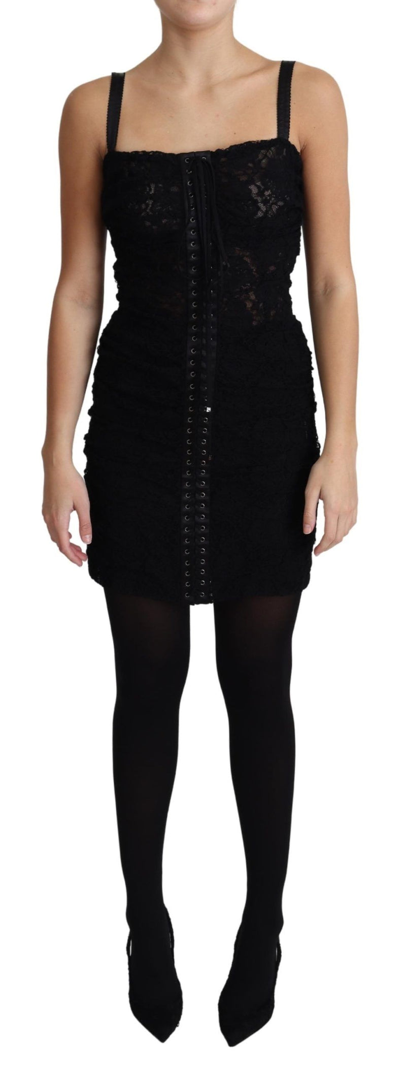 Dolce & Gabbana Elegant Black Lace Bustier Mini Women's Dress