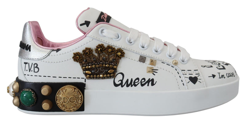 Dolce & Gabbana Queen Crown Chic Leather Women's Sneakers