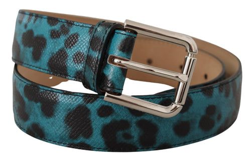 Dolce & Gabbana Engraved Logo Leather Belt - Elegant Women's Blue