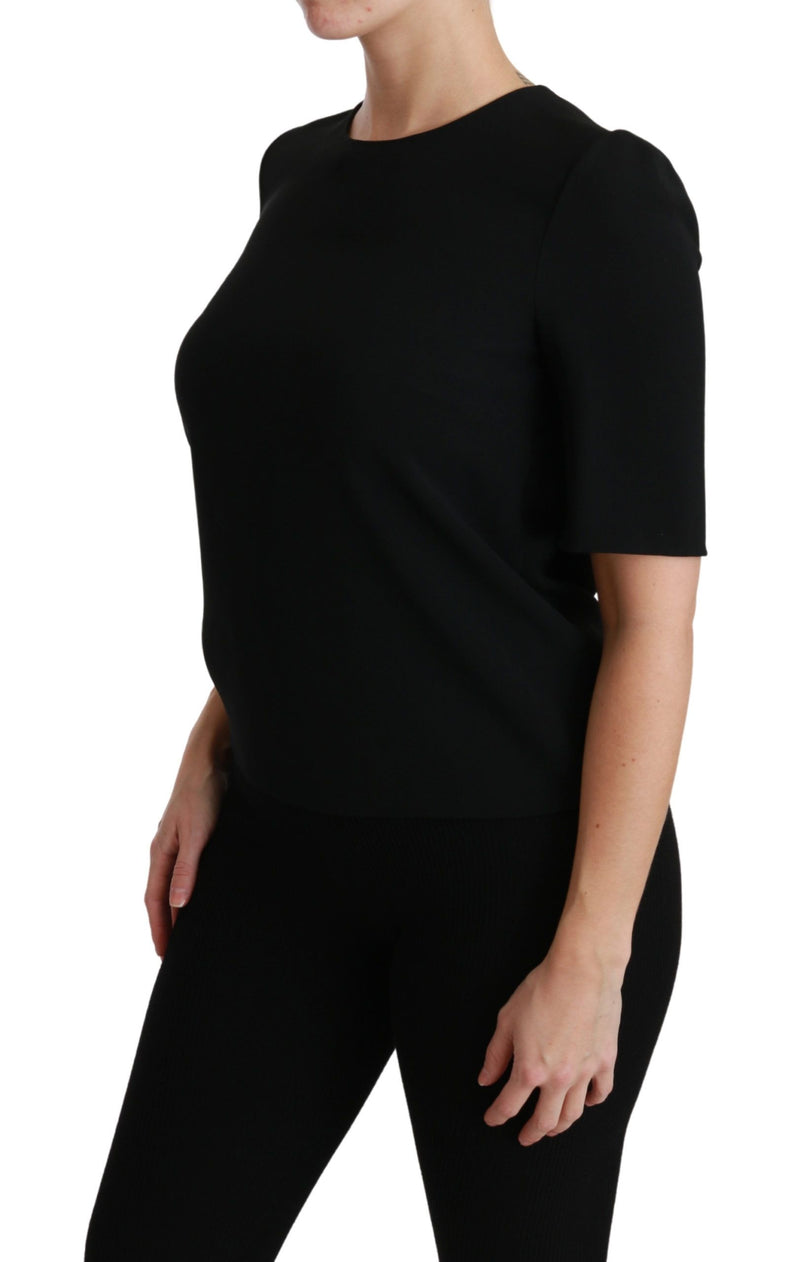 Dolce & Gabbana Black Short Sleeve Casual Top Stretch Women's Blouse