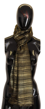 Dolce & Gabbana Metallic Gold Silk Stretch Shawl Wrap Women's Scarf