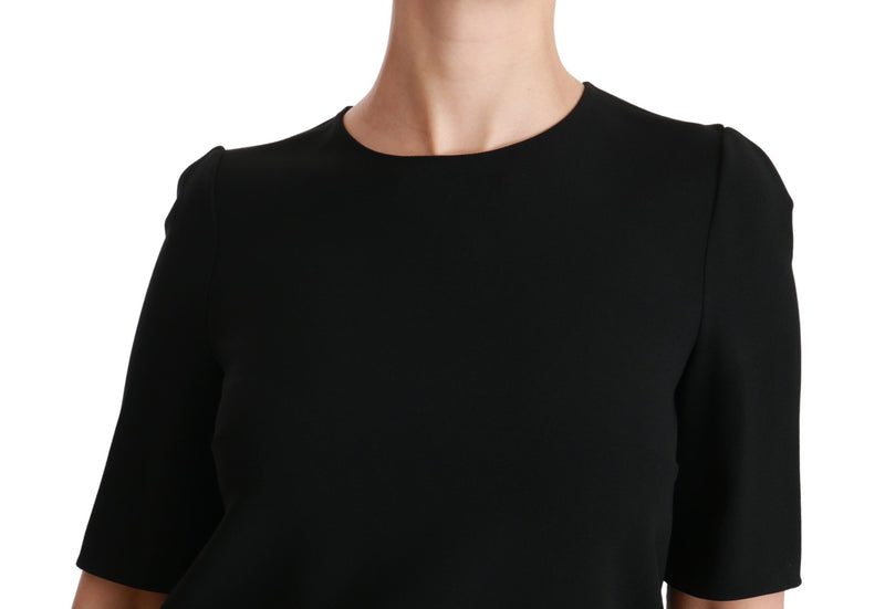 Dolce & Gabbana Black Short Sleeve Casual Top Stretch Women's Blouse