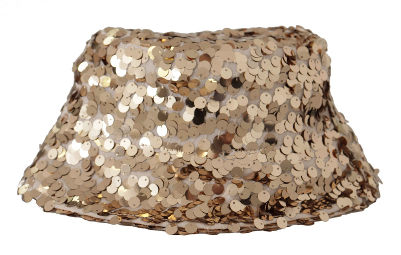 Dolce & Gabbana Elegant Sequined Gold Bucket Women's Hat