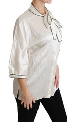 Dolce & Gabbana Beige 3/4 Sleeve Shirt Blouse Silk Women's Top