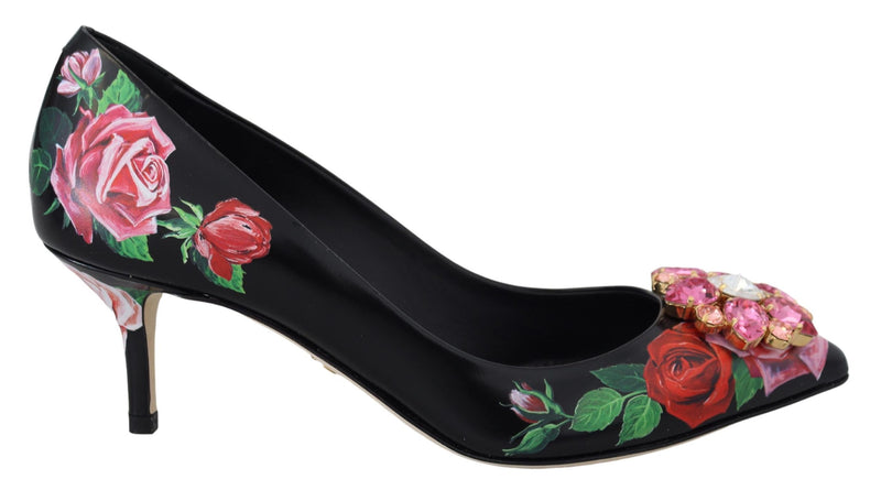 Buy Black and white floral print heels by Preet Kaur at Aashni and Co