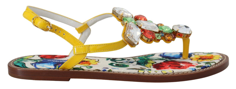 Dolce & Gabbana Majolica Crystal Embellished Leather Women's Sandals