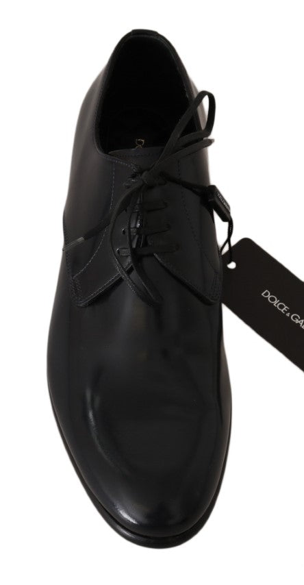 Dolce & Gabbana Elegant Dark Blue Leather Derby Men's Shoes