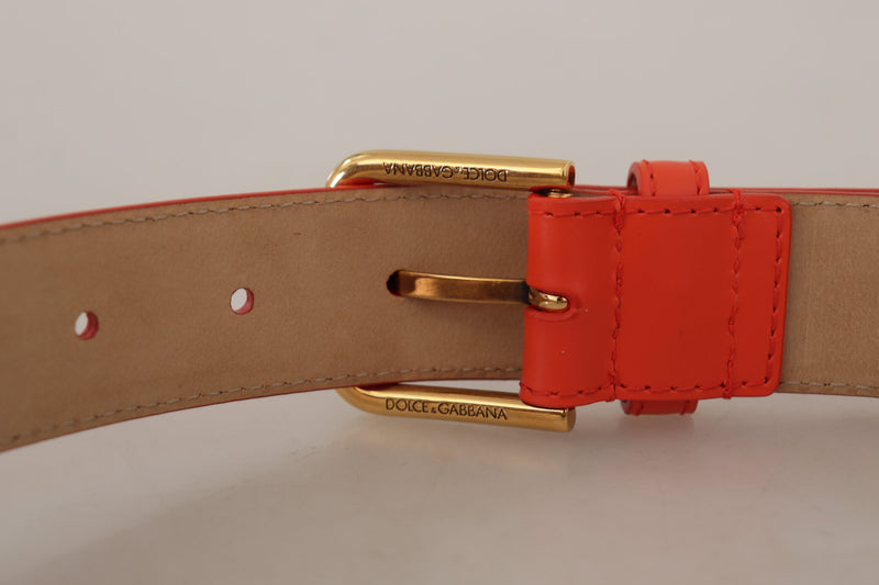 Dolce & Gabbana Chic Orange Leather Belt with Headphone Women's Case