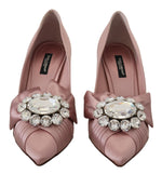 Dolce & Gabbana Crystal-Embellished Silk Bow Women's Pumps