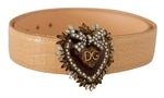 Dolce & Gabbana Enchanting Nude Leather Belt with Engraved Women's Buckle