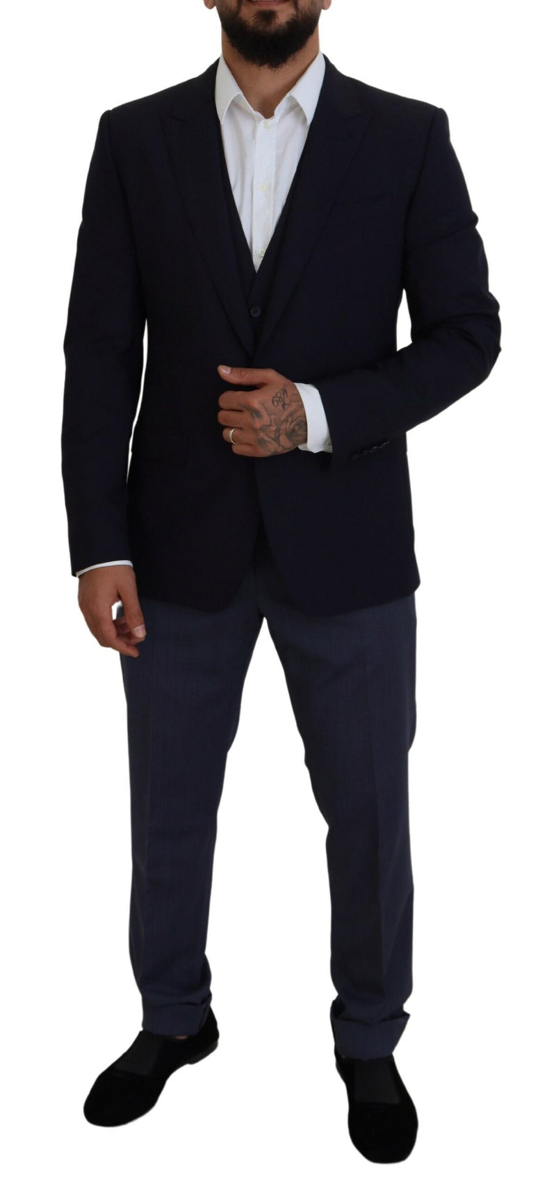 Dolce & Gabbana Elegant Navy Wool Blend Martini Men's Blazer