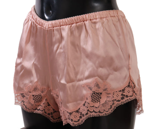 Dolce & Gabbana Elegant Powder Pink Silk Lace Lingerie Women's Shorts