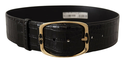 Dolce & Gabbana Elegant Black Leather Logo Women's Belt