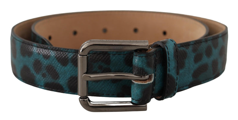 Dolce & Gabbana Engraved Logo Leather Belt in Blue Women's Green
