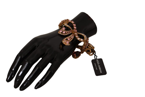Dolce & Gabbana Gold Brass Chain Baroque Crystal Embellished Women's Bracelet