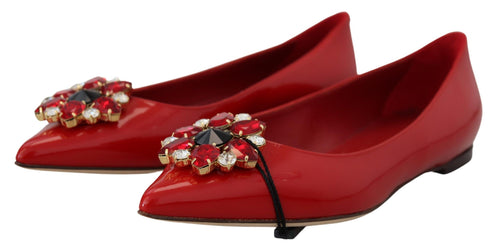 Dolce & Gabbana Red Suede Crystal Loafers - Exquisite Women's Elegance