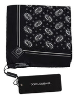 Dolce & Gabbana Black Patterned Square Scarf  Silk  Men's Handkerchief