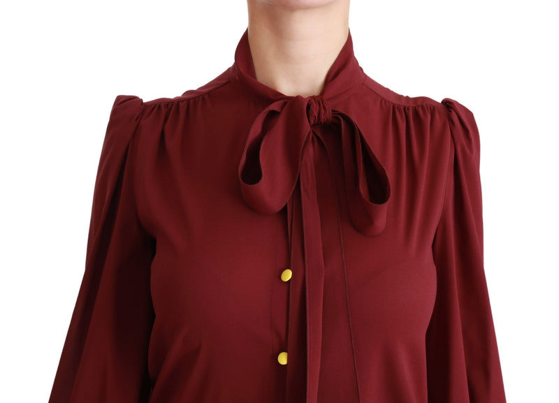 Dolce & Gabbana Maroon Long Sleeve Shirt Blouse Silk Women's Top