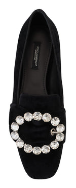 Dolce & Gabbana Chic Velvet Crystal-Embellished Women's Loafers