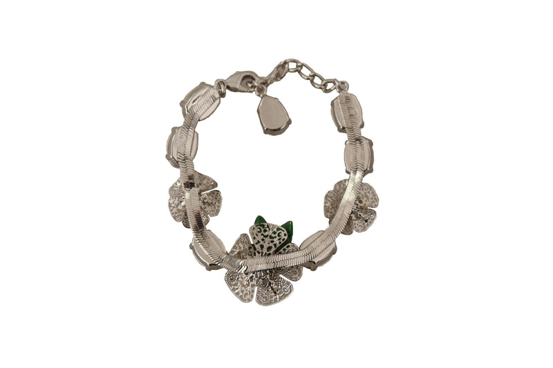 Dolce & Gabbana Elegant Silver Chain Bracelet with Charms &amp; Women's Crystals