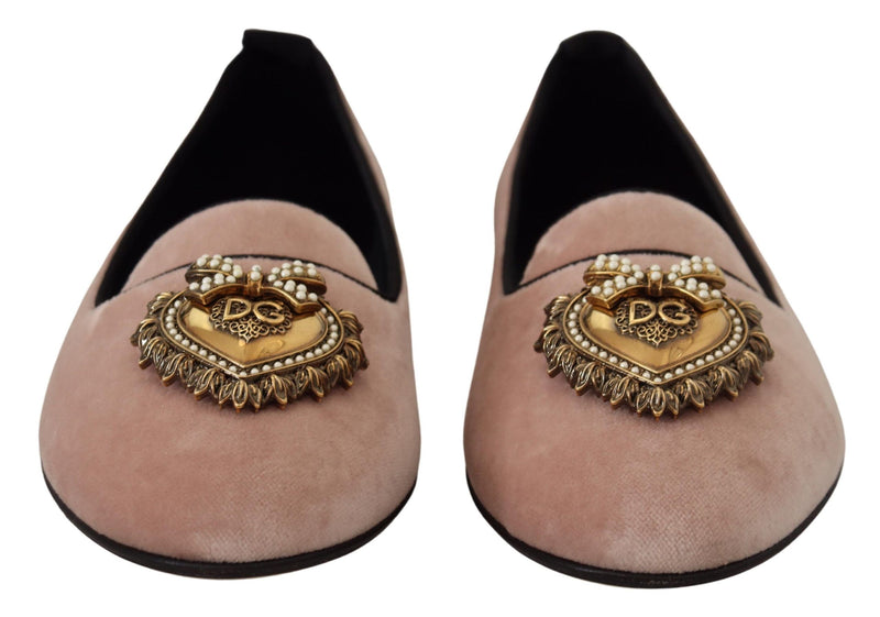 Dolce & Gabbana Elegant Pink Velvet Devotion Women's Loafers