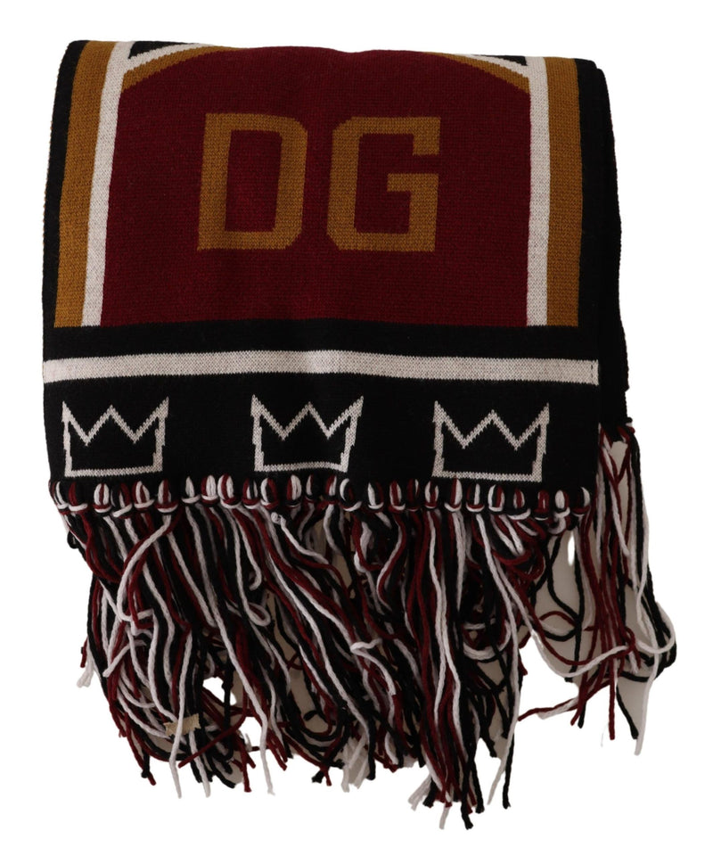 Dolce & Gabbana Multicolor Wool Knit DG King Shawl Wrap Men's Scarf